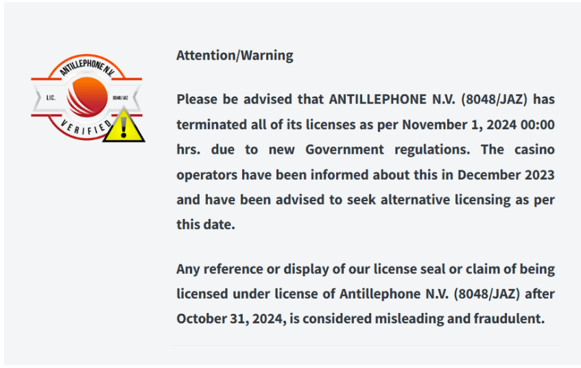 Email d'Antillephone N.V. confirmant que la licence est frauduleuse
